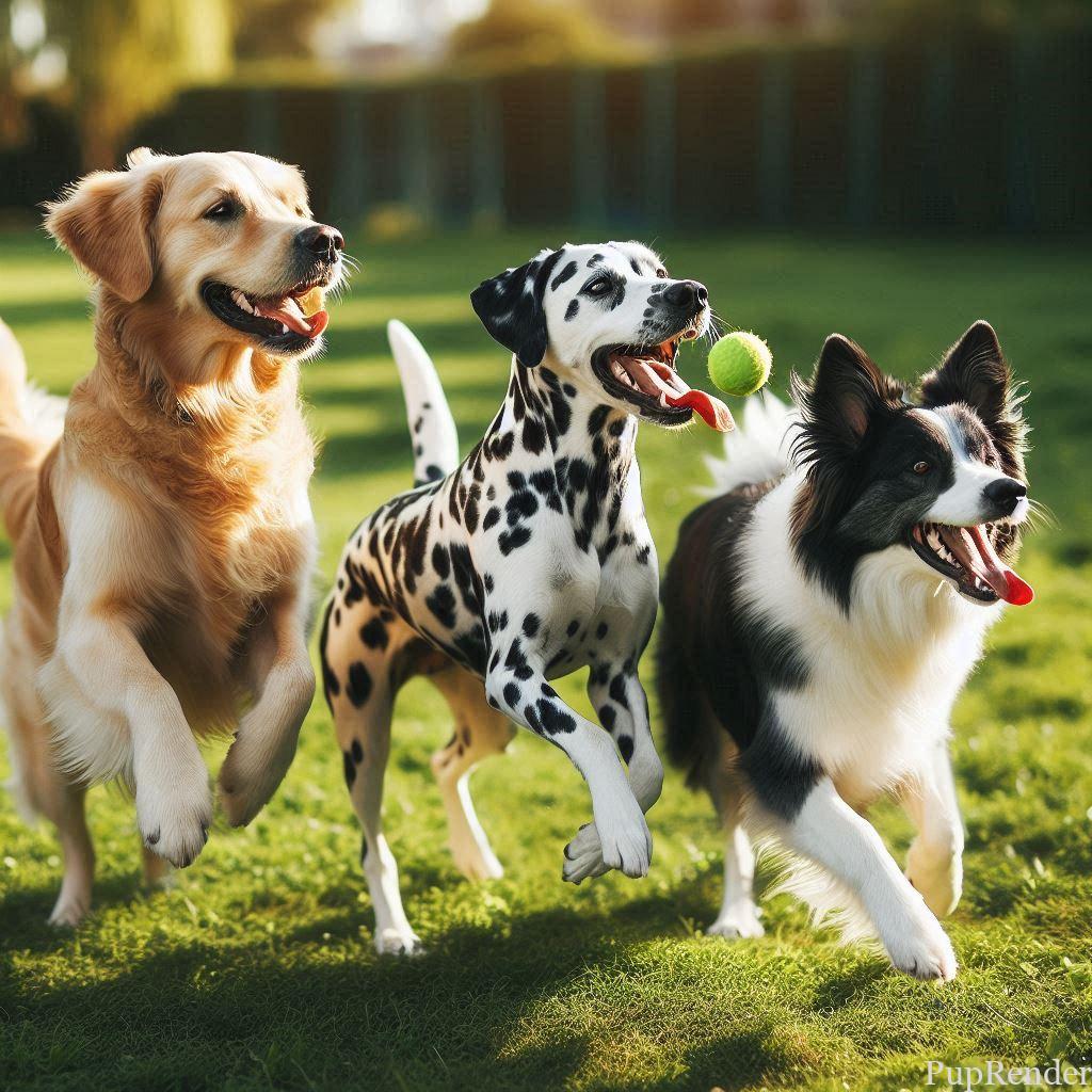 Dog meeting other dogs at the park