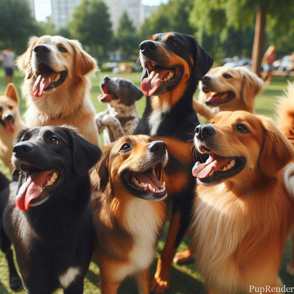 Dog meeting another dog at a park