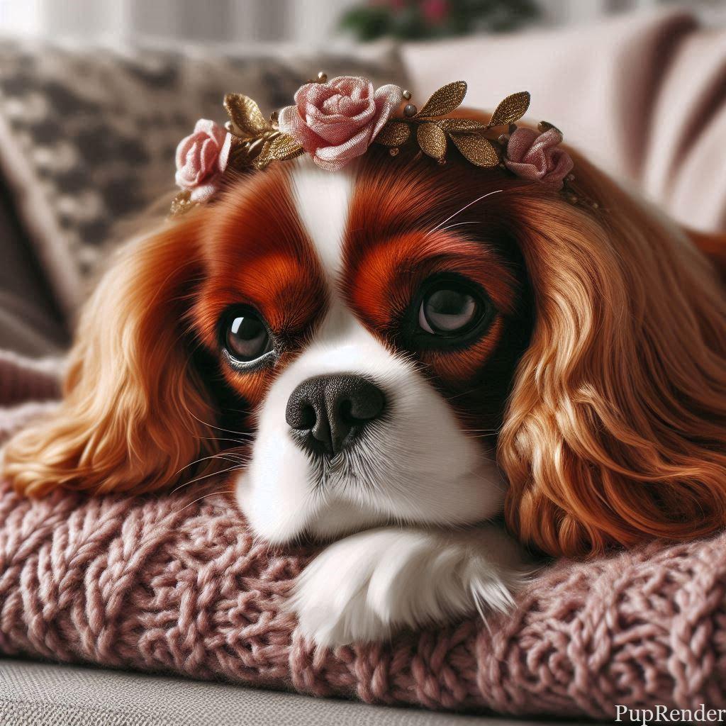 Cavalier King Charles Spaniel on a couch