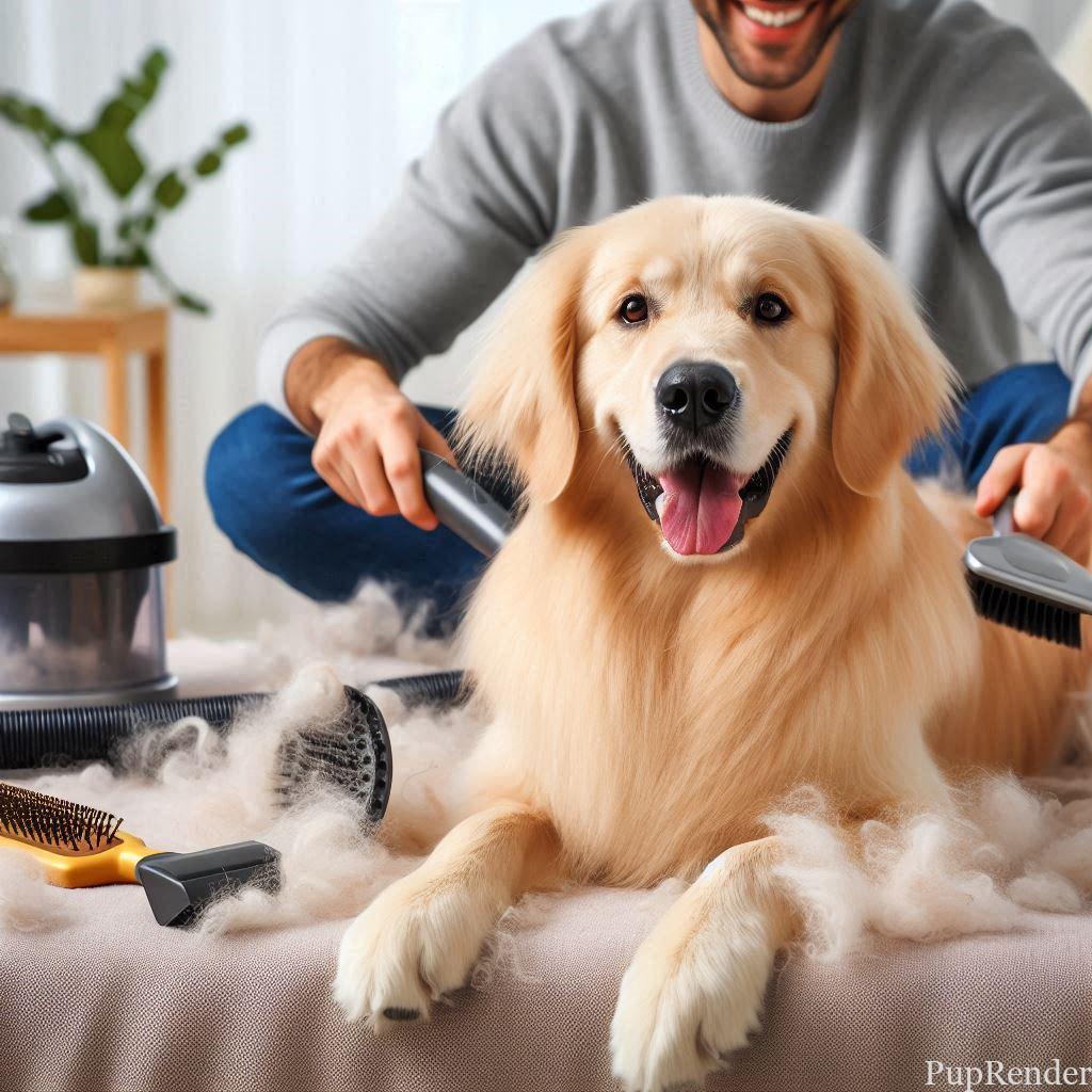 a shedding golden retriever