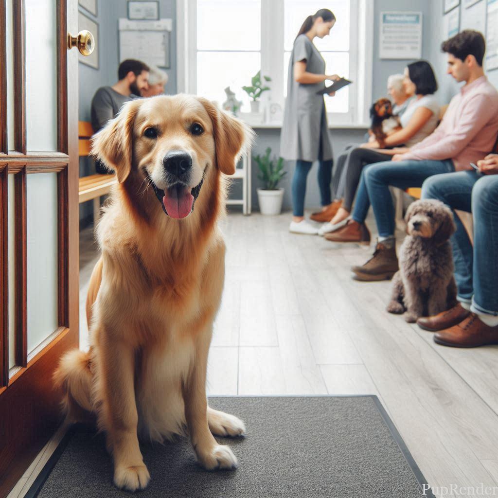 Dog at a vet checkup.