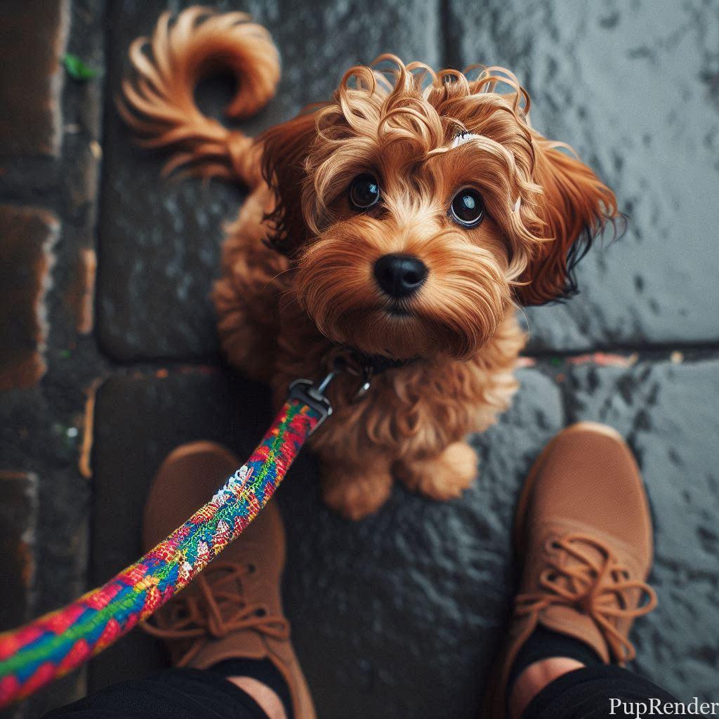 Anxious dog with a tucked tail.