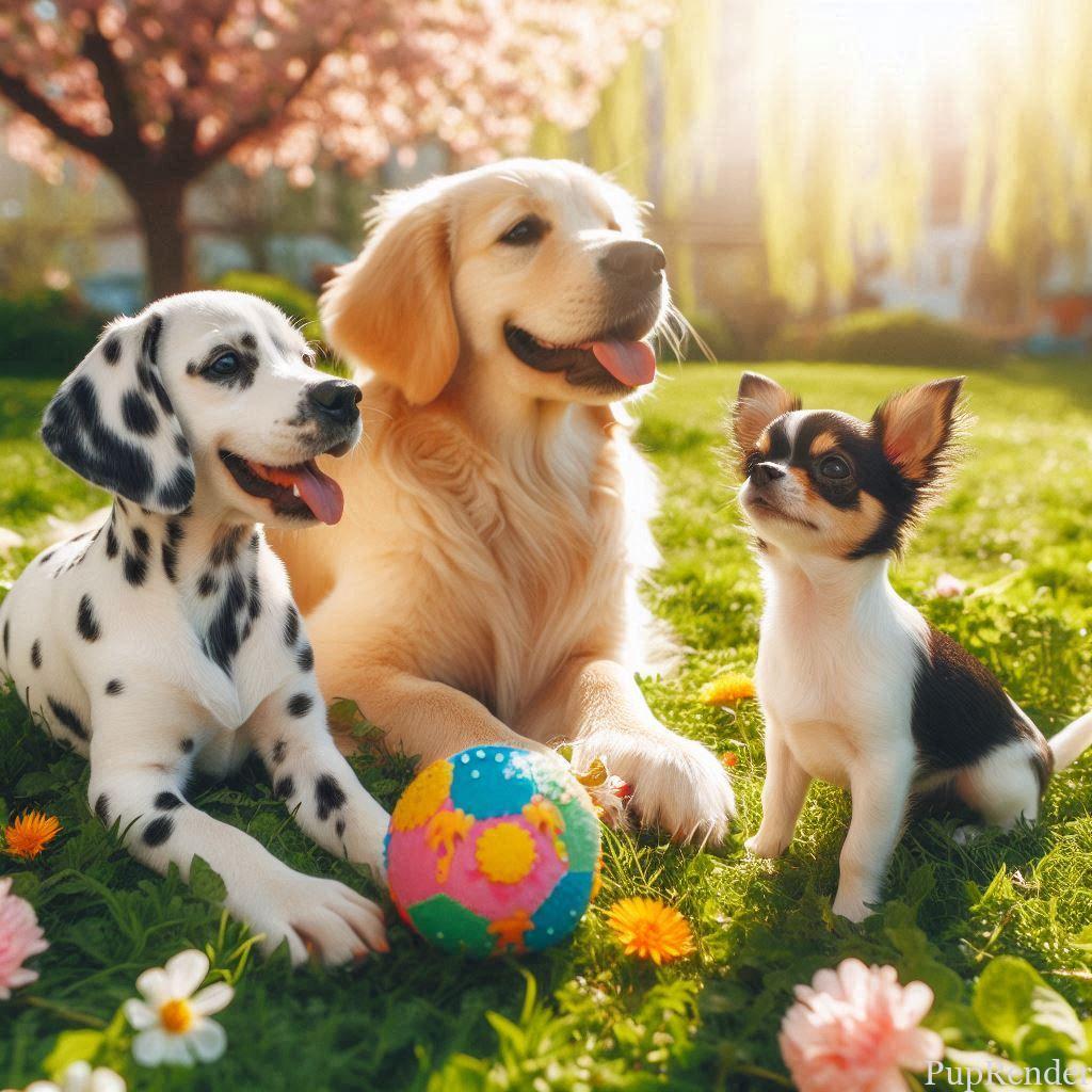 Puppies playing together.