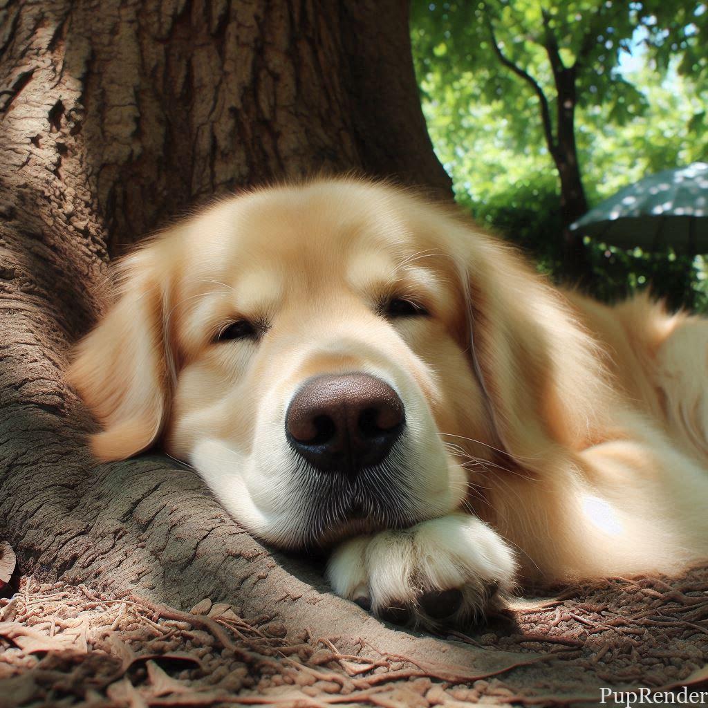 Dog resting in the shade
