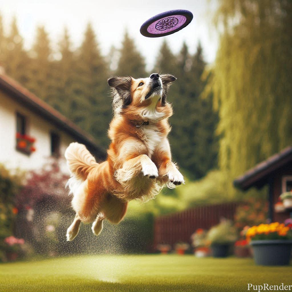 A dog jumping mid-air to catch a frisbee