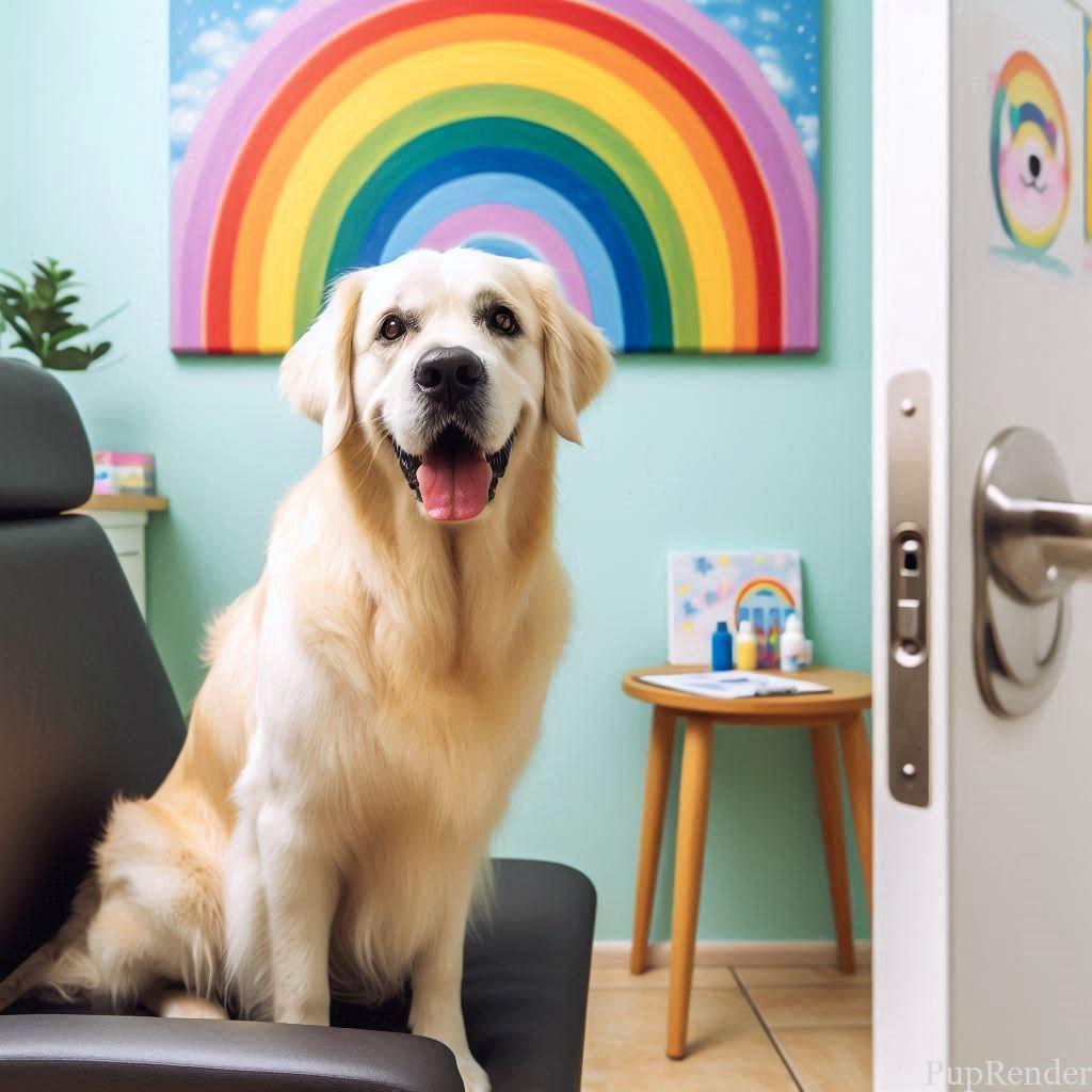 Dog at the vet getting checked before travel