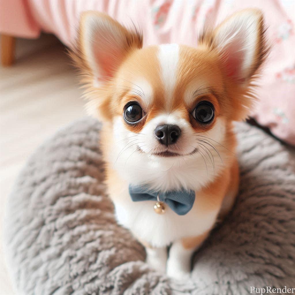 Chihuahua sitting in a small dog bed