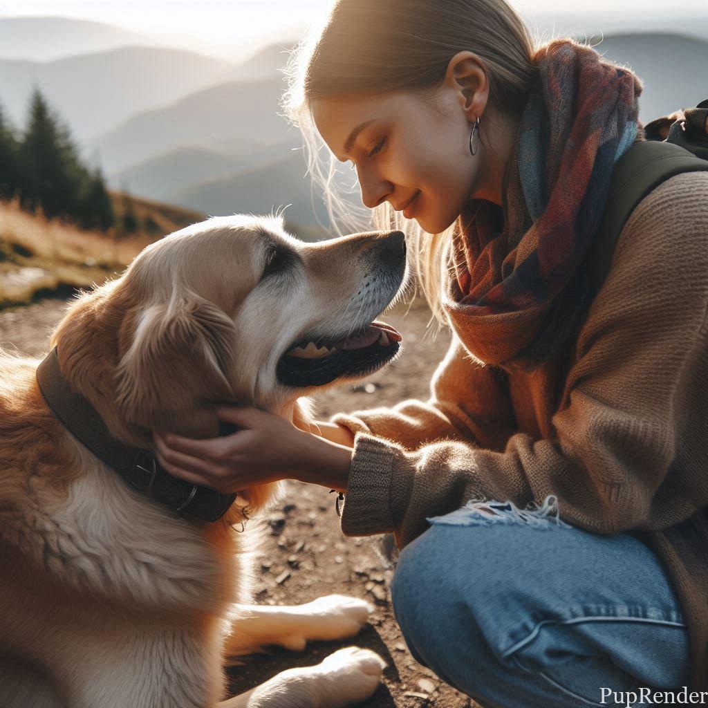 Dog and owner making eye contact