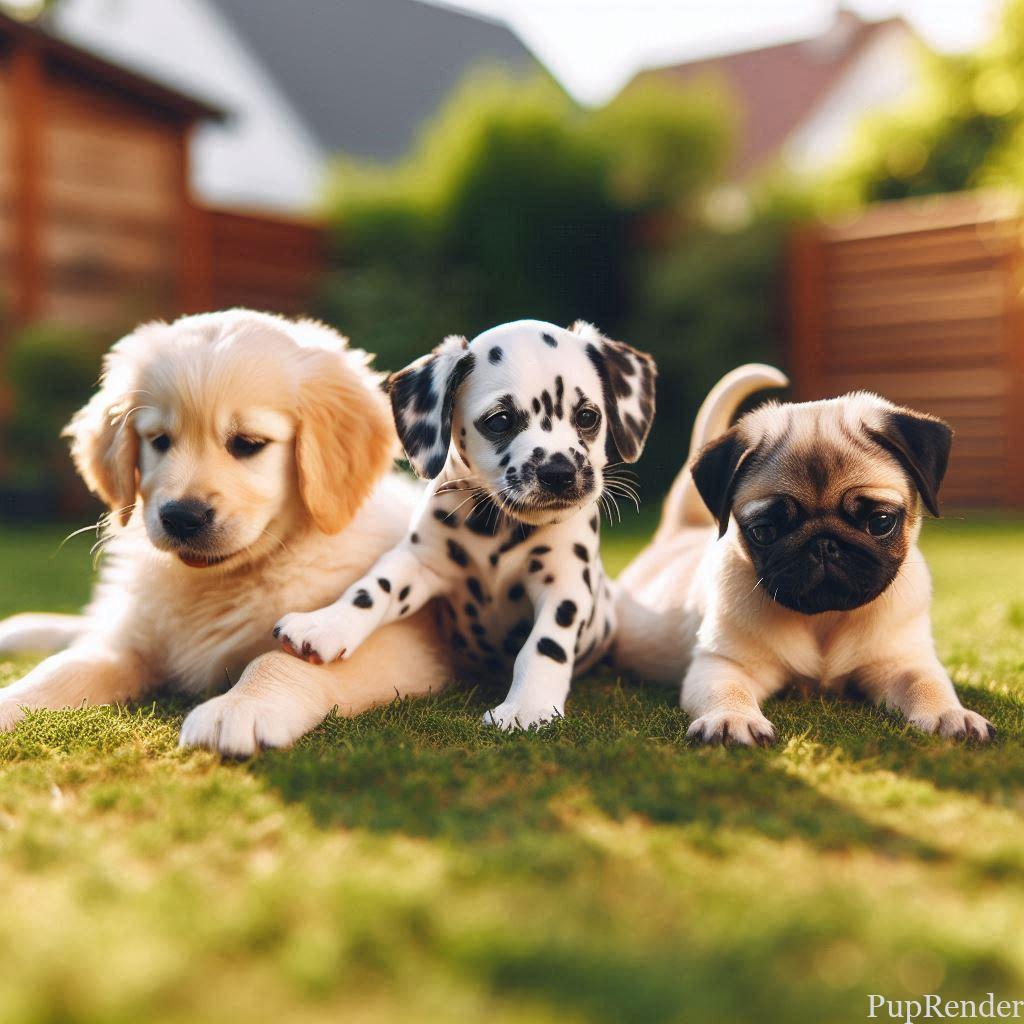 Puppies playing in the park.