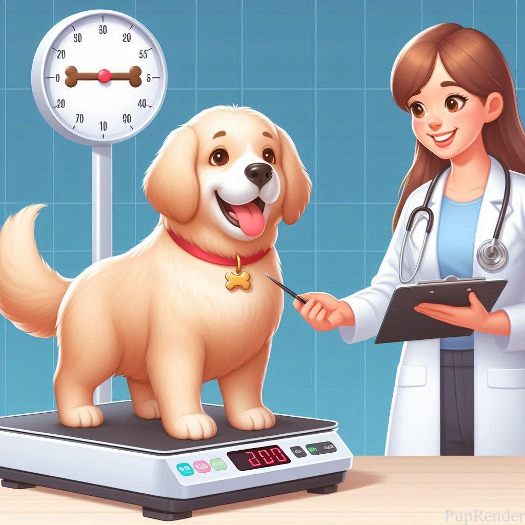 Overweight dog sitting on a scale.