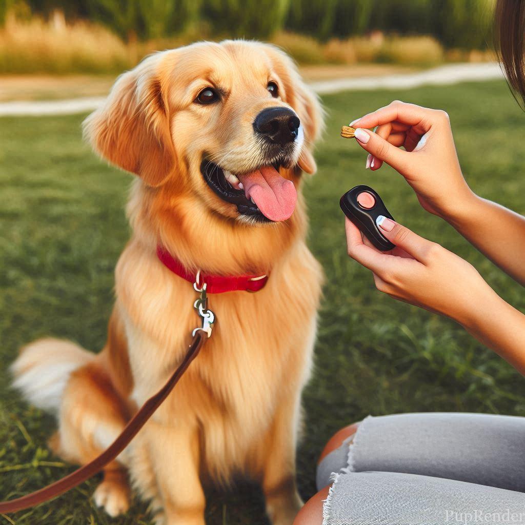 Dog training clicker with a leash