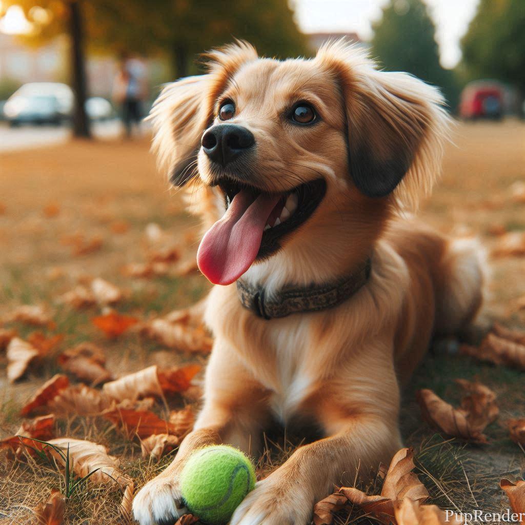 A dog playing fetch in the park.