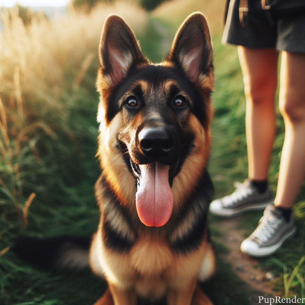 German Shepherd in a stay position