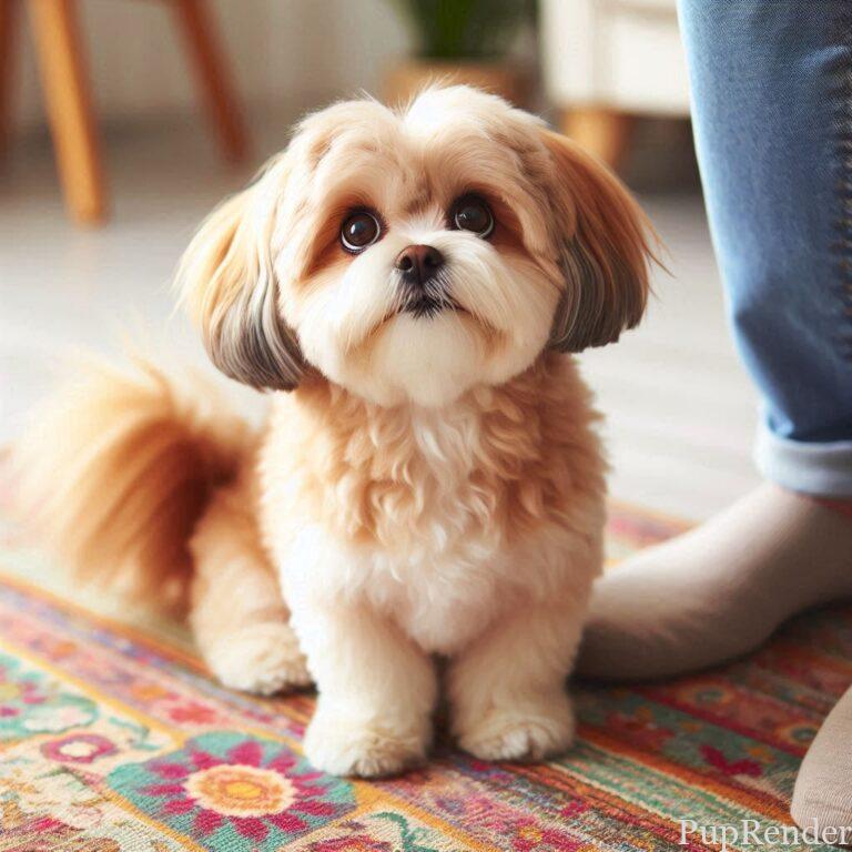 Small dog performing a trick
