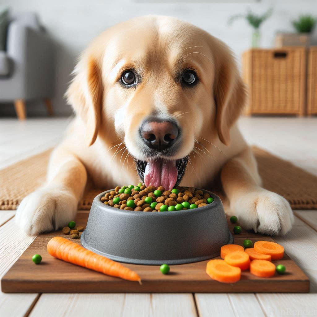 Dog eating from a portion-controlled bowl.