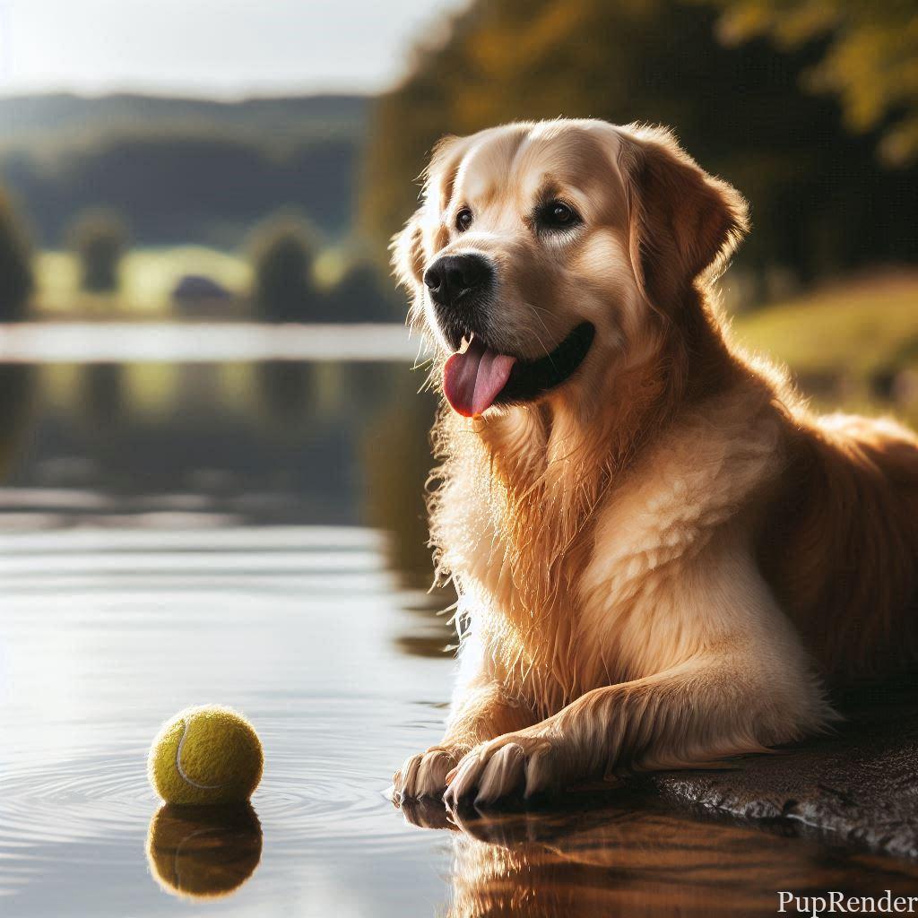 Max, the Golden Retriever who saved a child from drowning, smiles for the camera