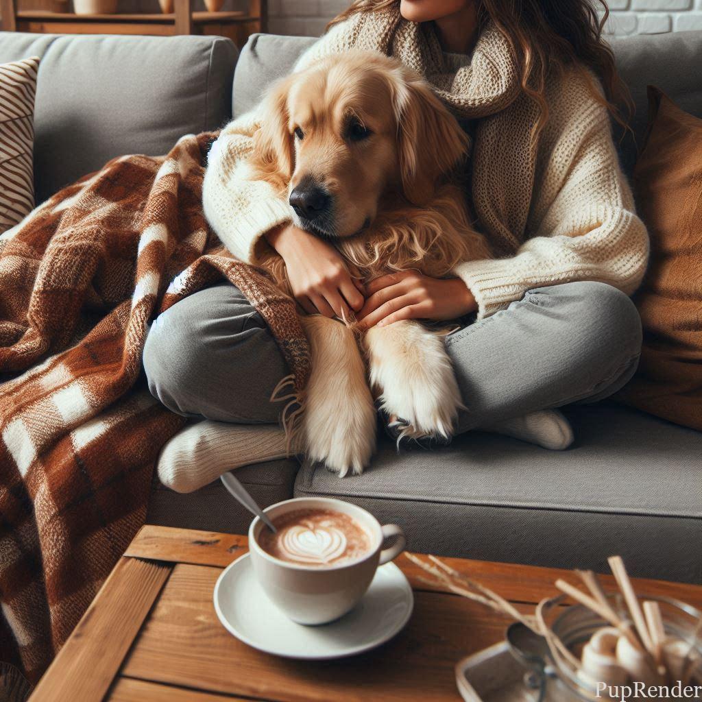 Owner hugging a happy dog.