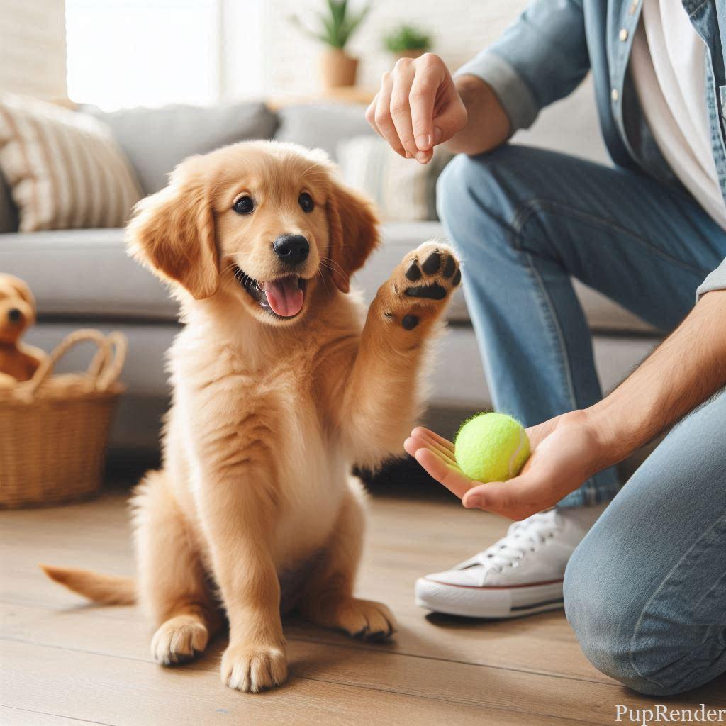 Dog receiving treat for good behavior