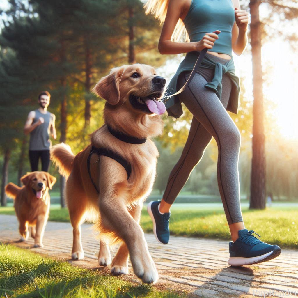 A happy dog running on the grass during a sunny day.