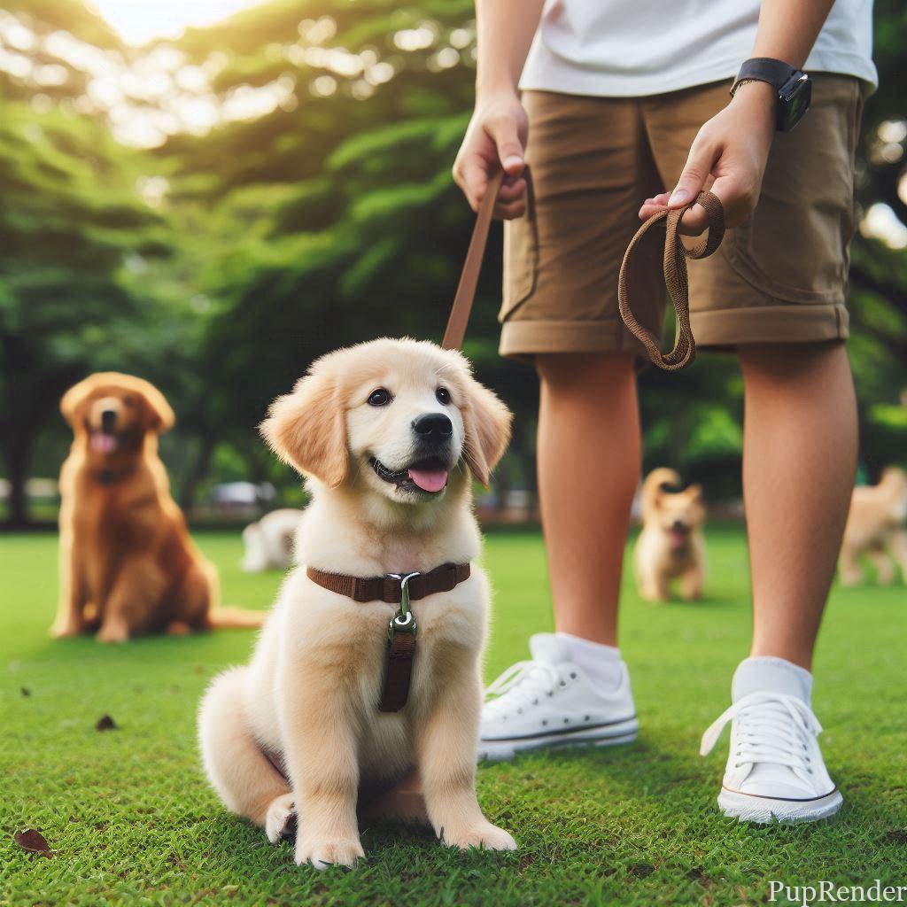Dog wearing a no-pull harness