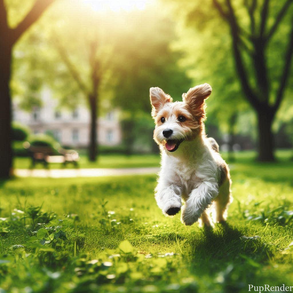 Dog running in a park