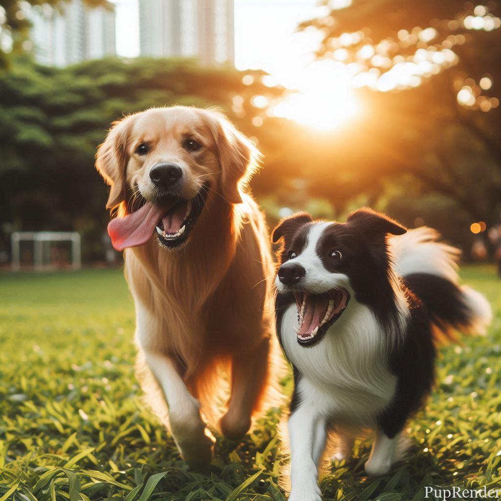 Dog playing with other dogs.