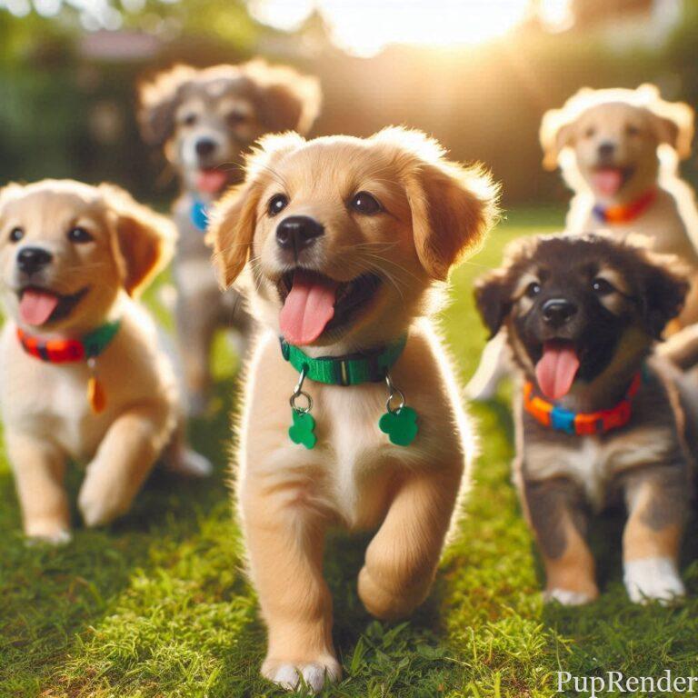 Dogs playing happily at the park.