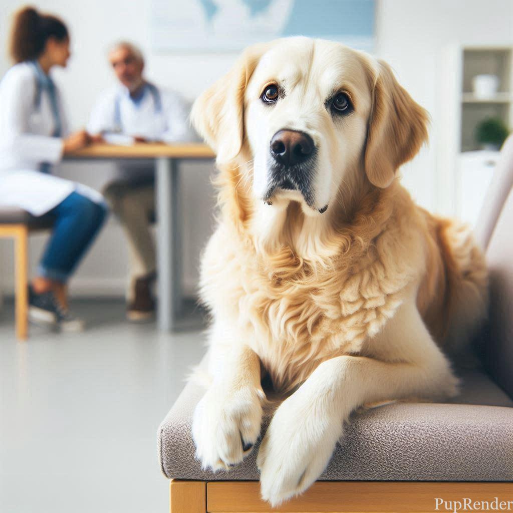 Rescue dog at the vet