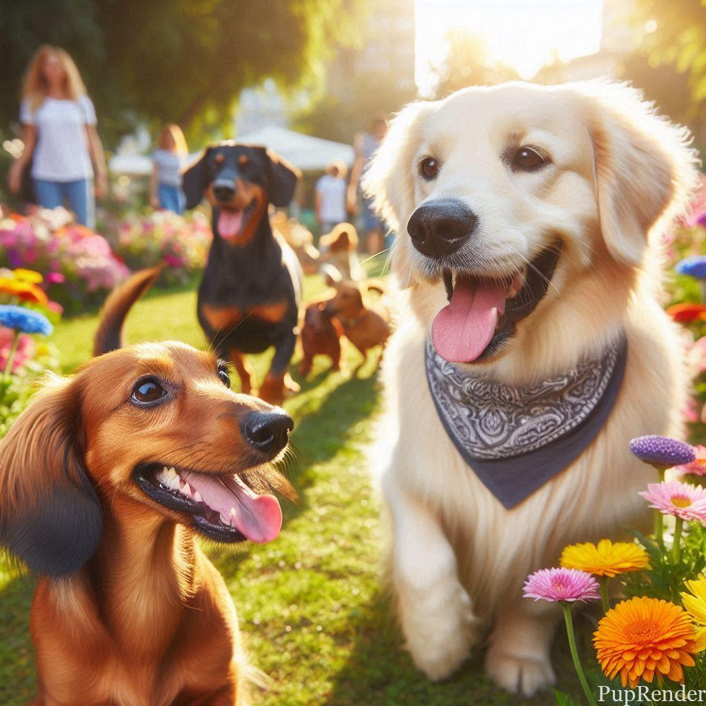 Dog playing with other dogs at the park