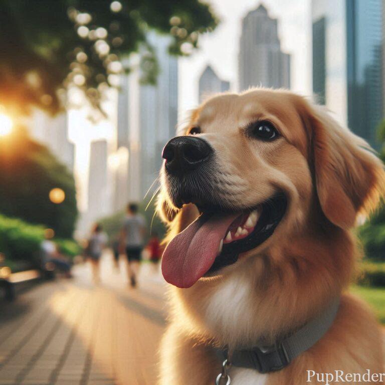 Flat leather dog collar on a Golden Retriever.