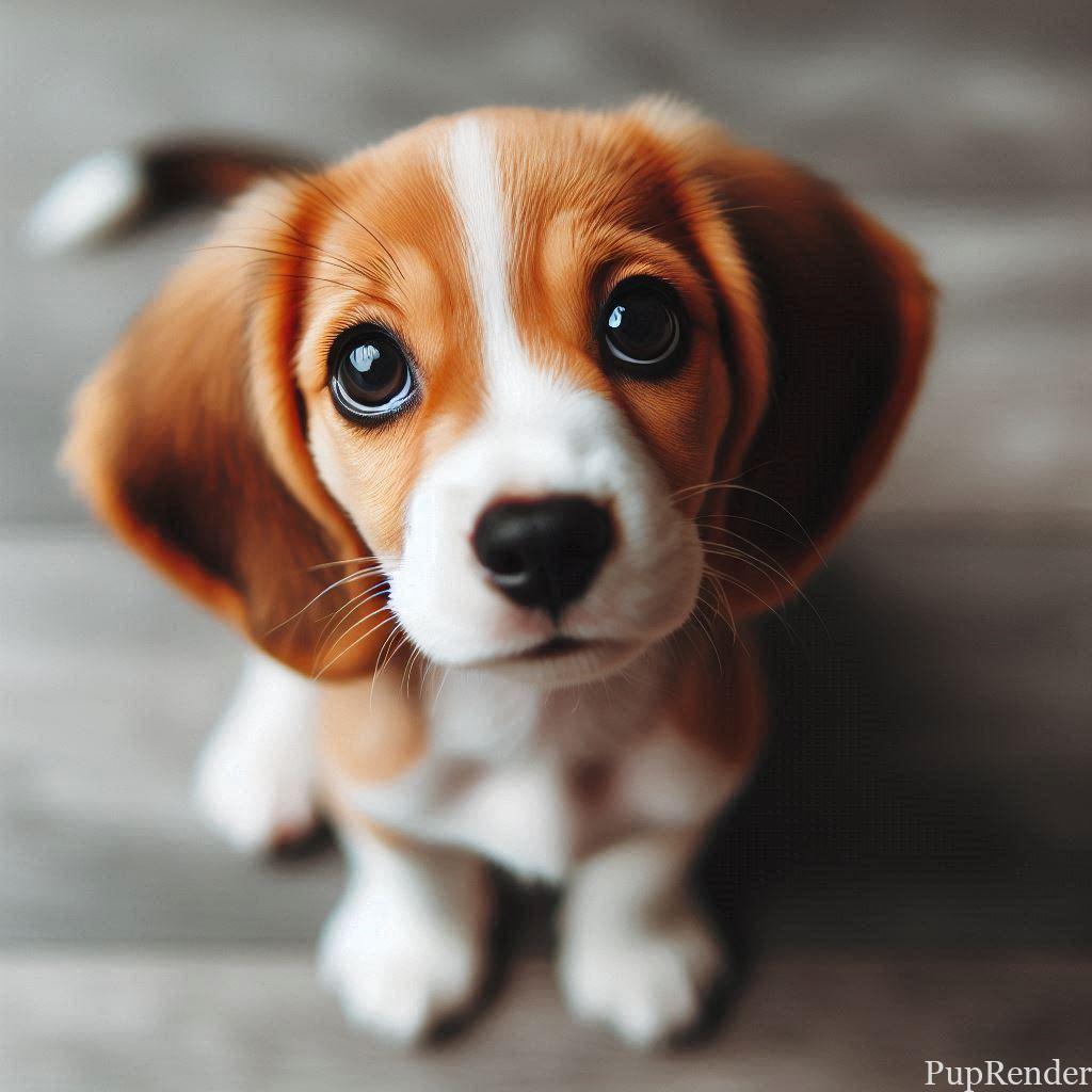 A brown-eyed dog stares longingly at the camera.