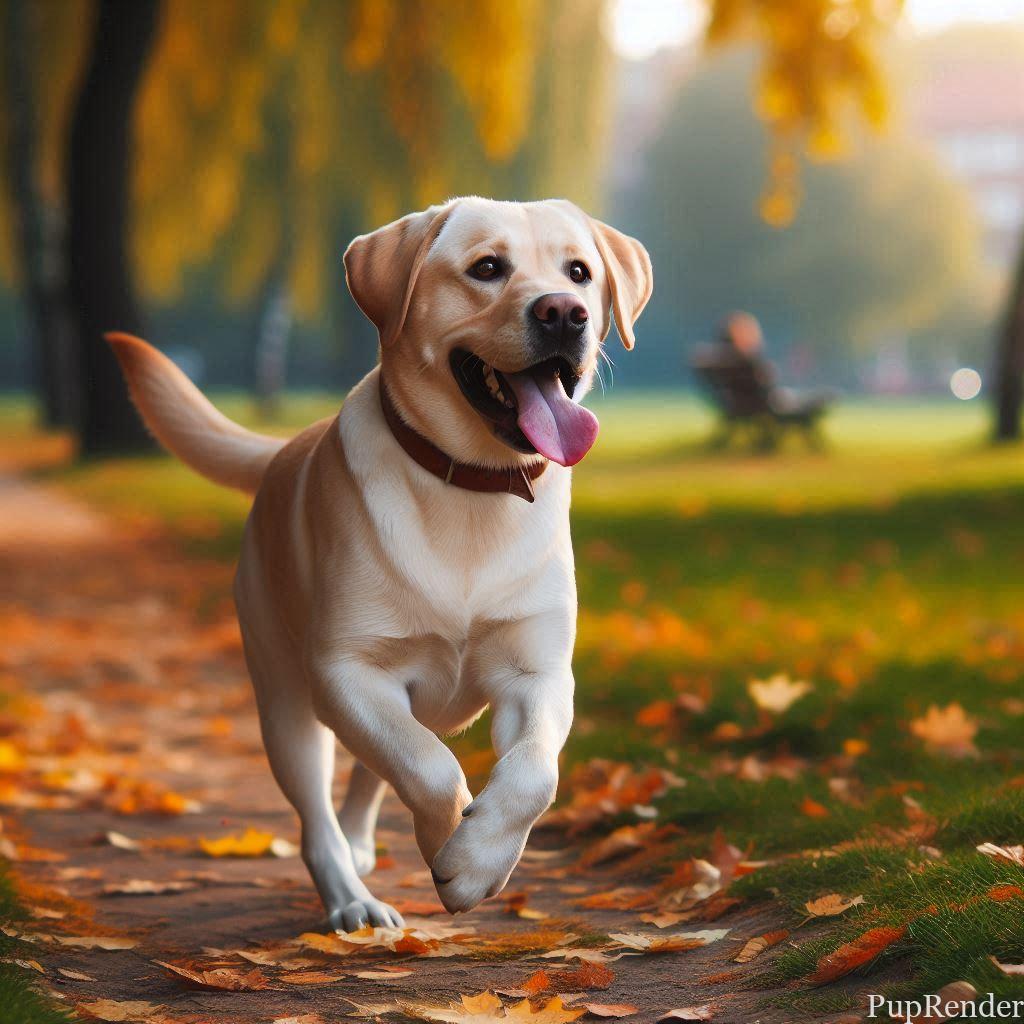 Labrador Retriever running in the park.