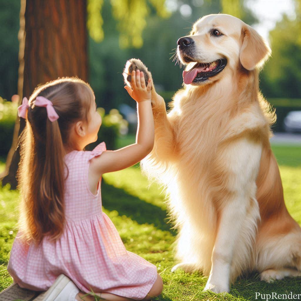 Dog performing a high-five trick