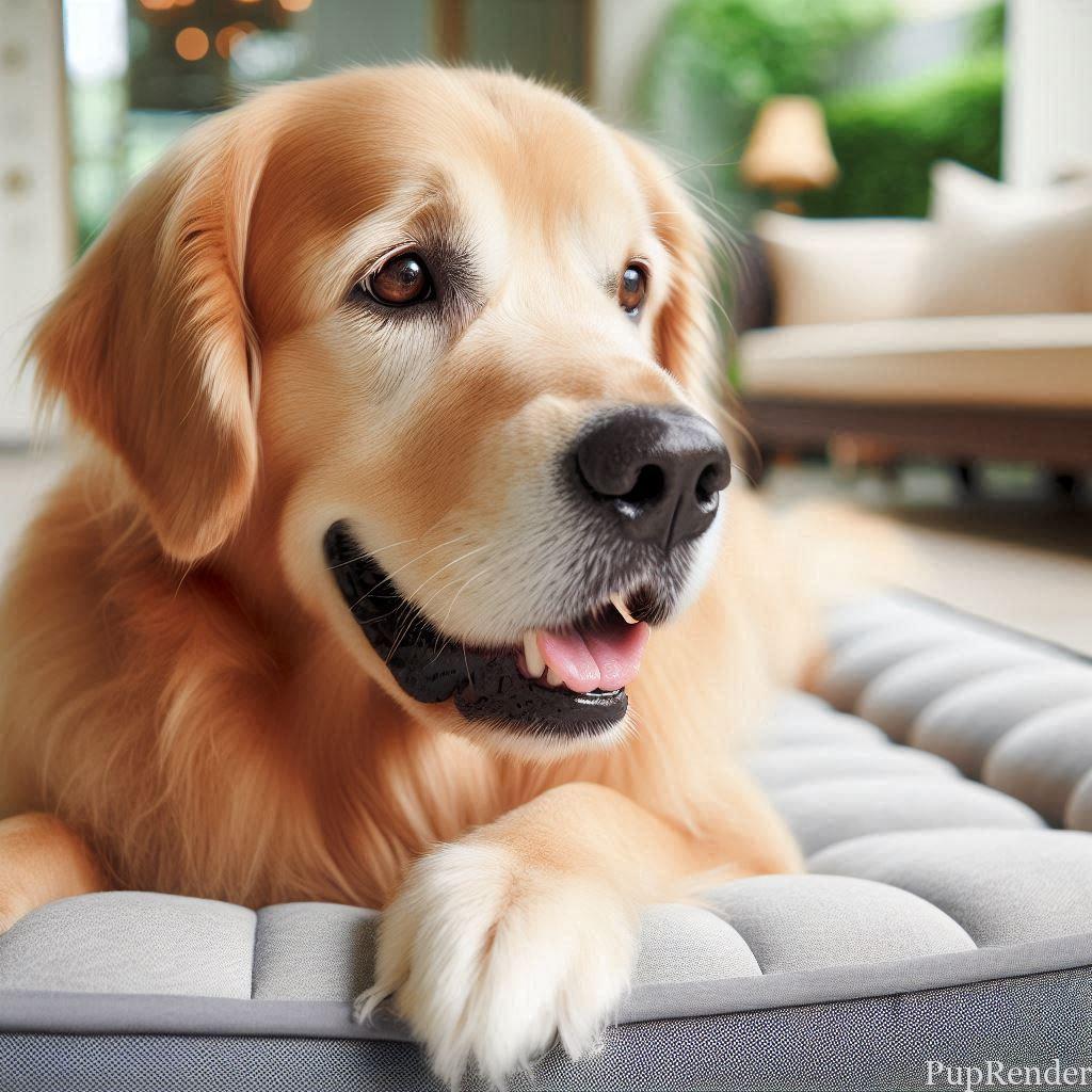 Senior dog on a memory foam bed.