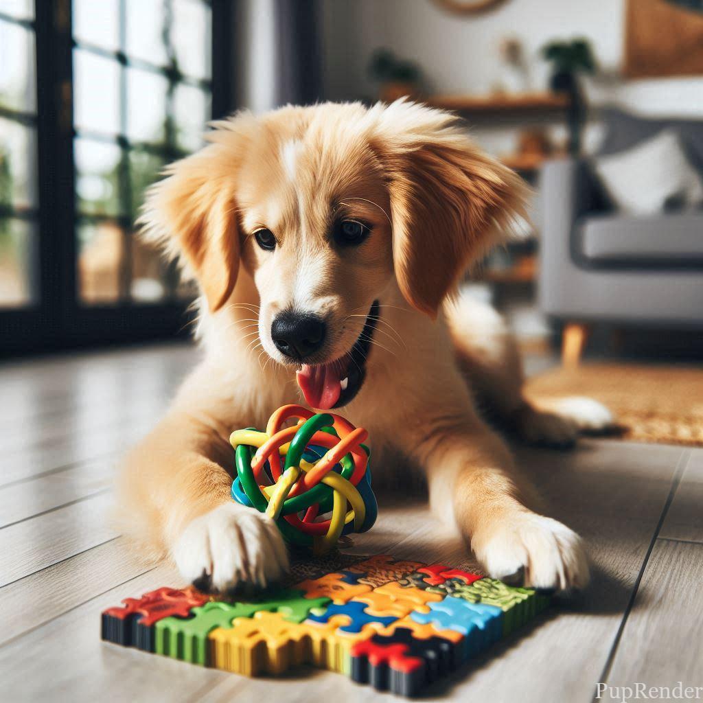Dog playing an indoor game