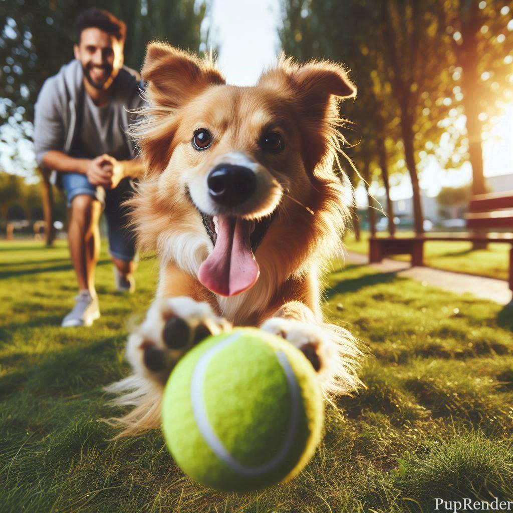 Owner playing fetch with their dog.