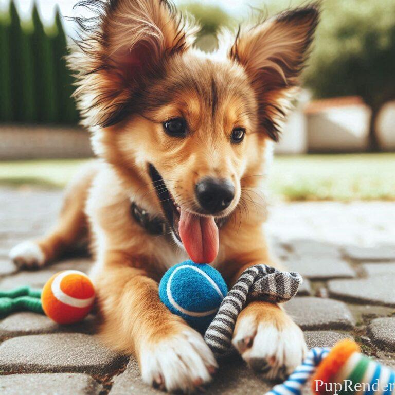 Dog playing in the park with owner