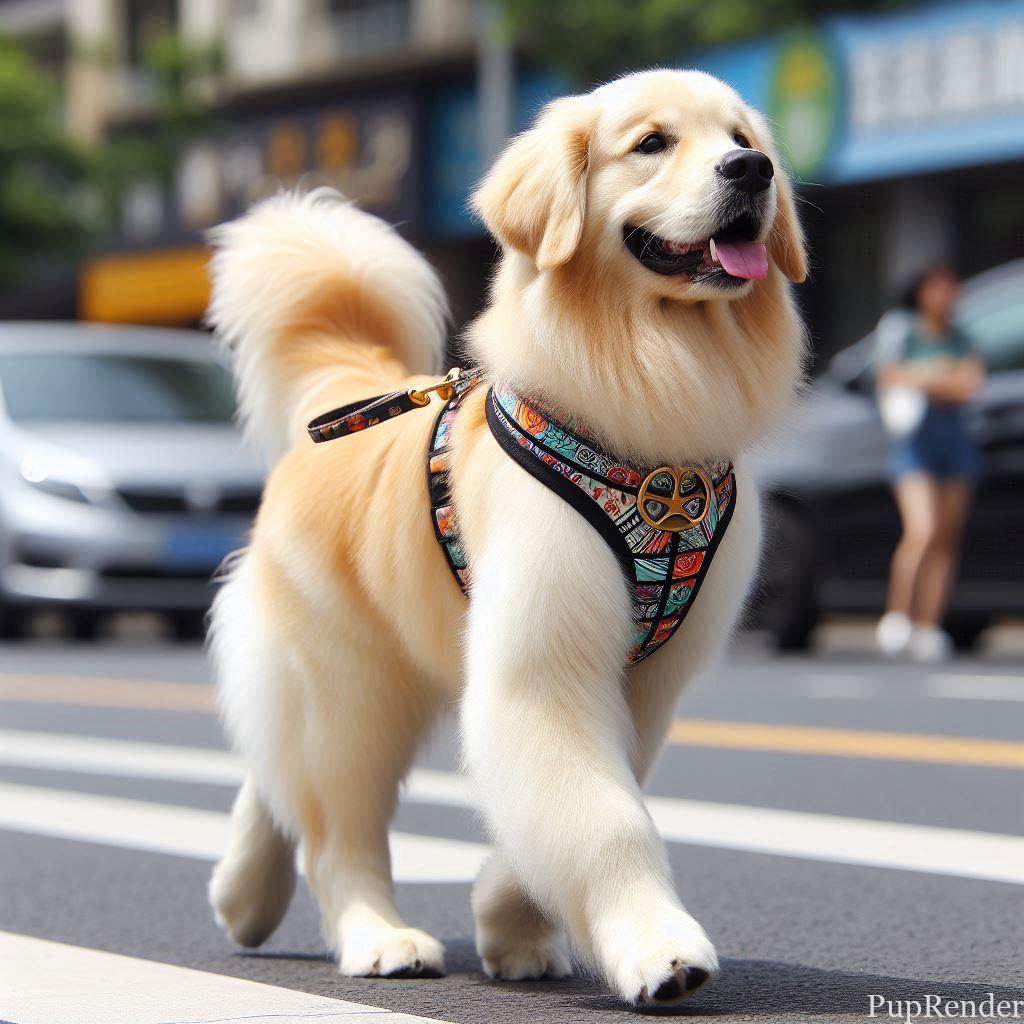 Golden Retriever walking