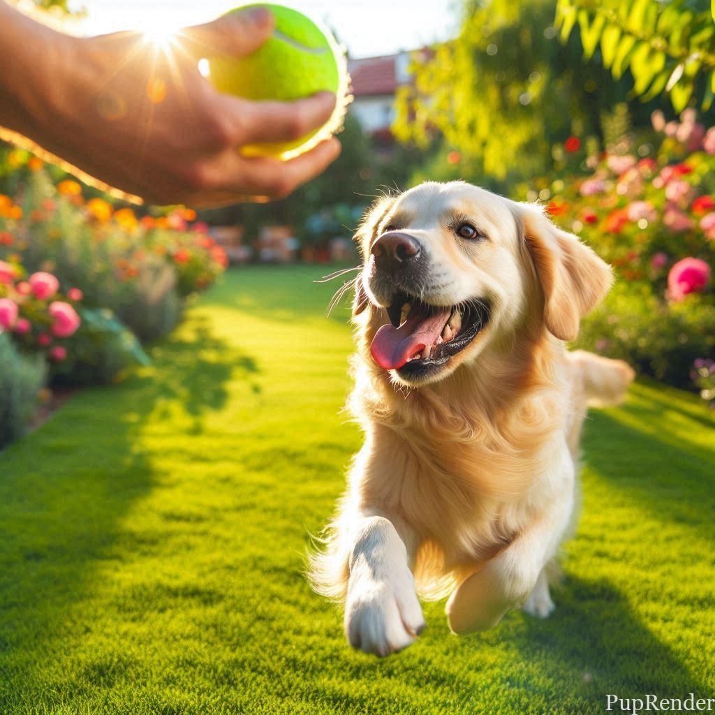 Dog playing fetch in the park