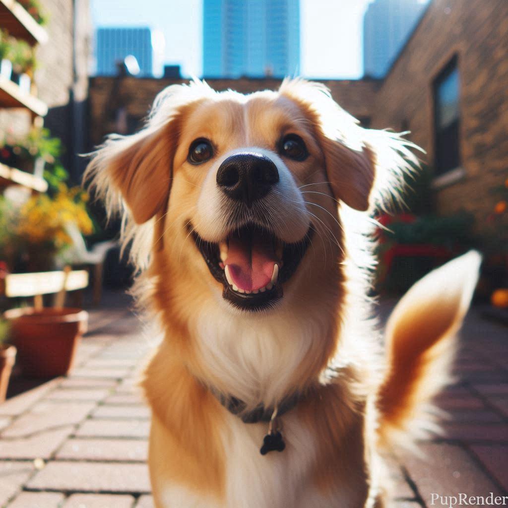 Happy dog wagging its tail.