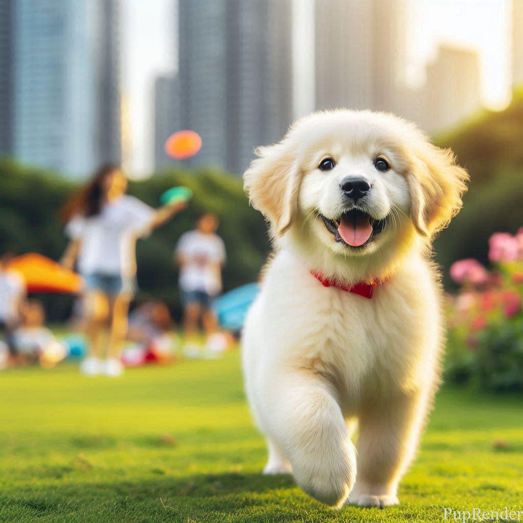 Dog running in a park