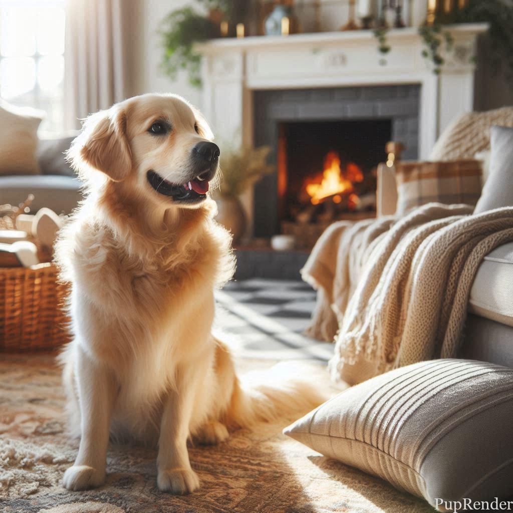 Happy dog with owner