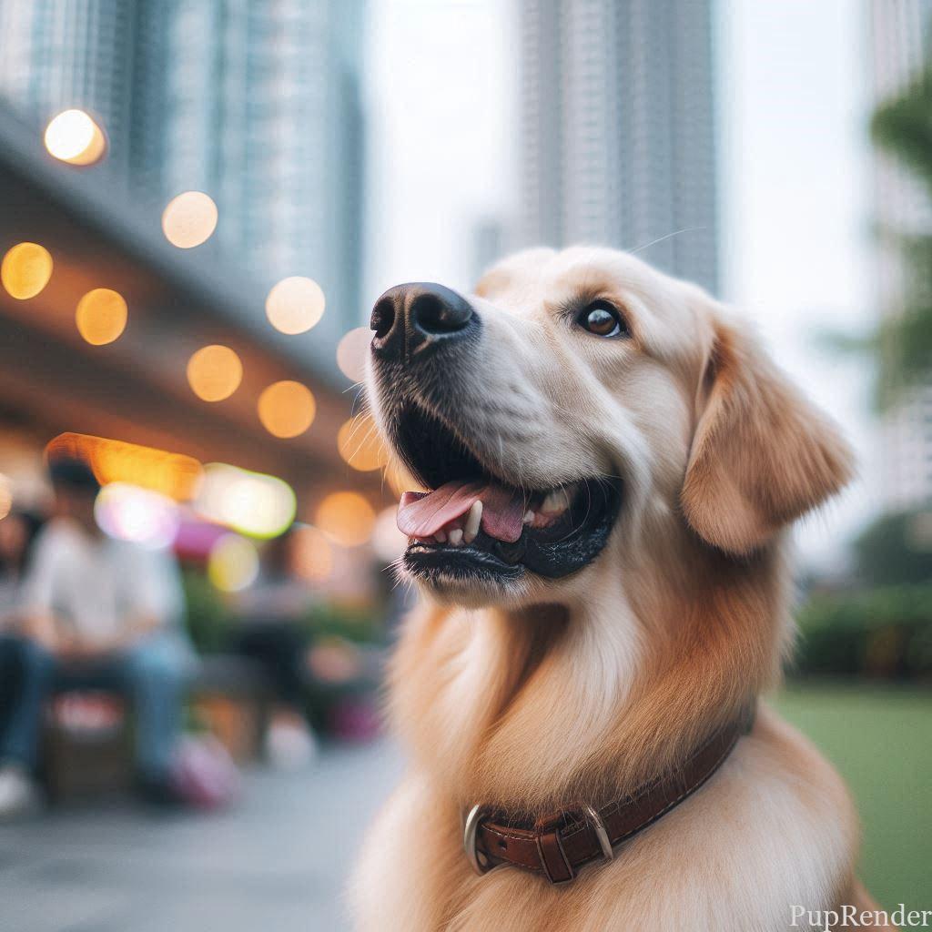 Golden Retriever Max sitting obediently.