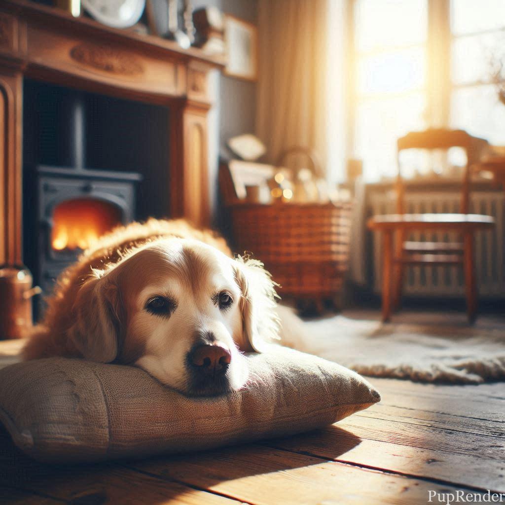 Senior dog being cared for by owner