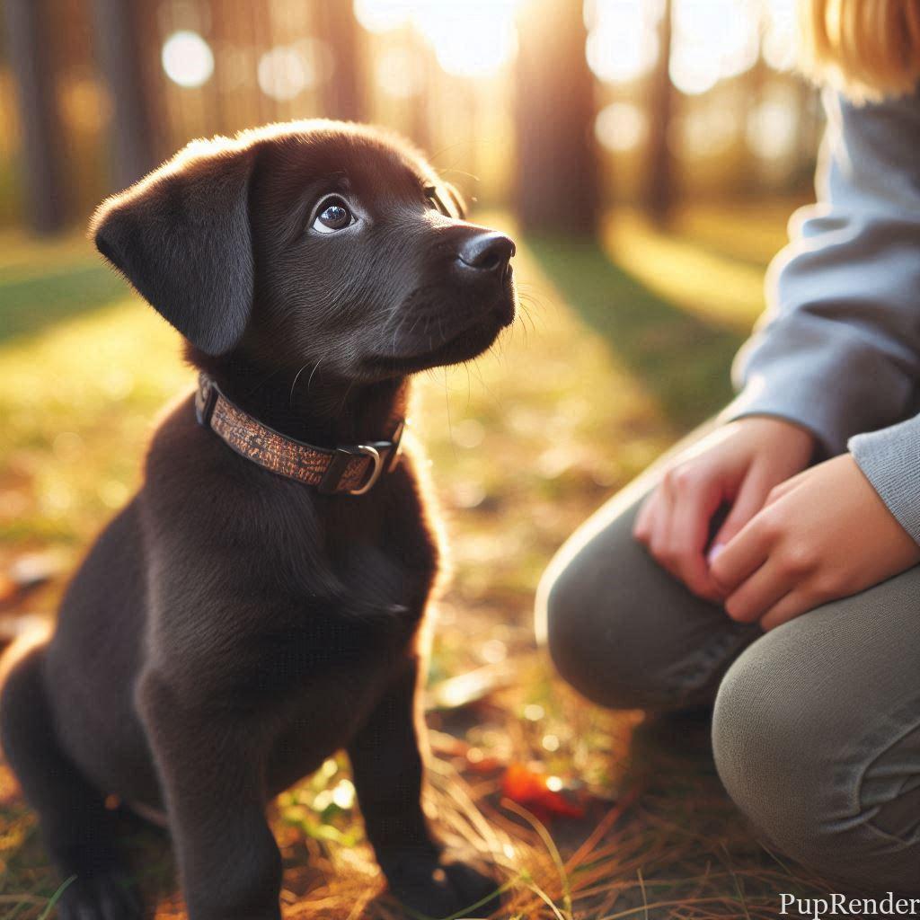 Purebred puppy sitting on a lush green lawn