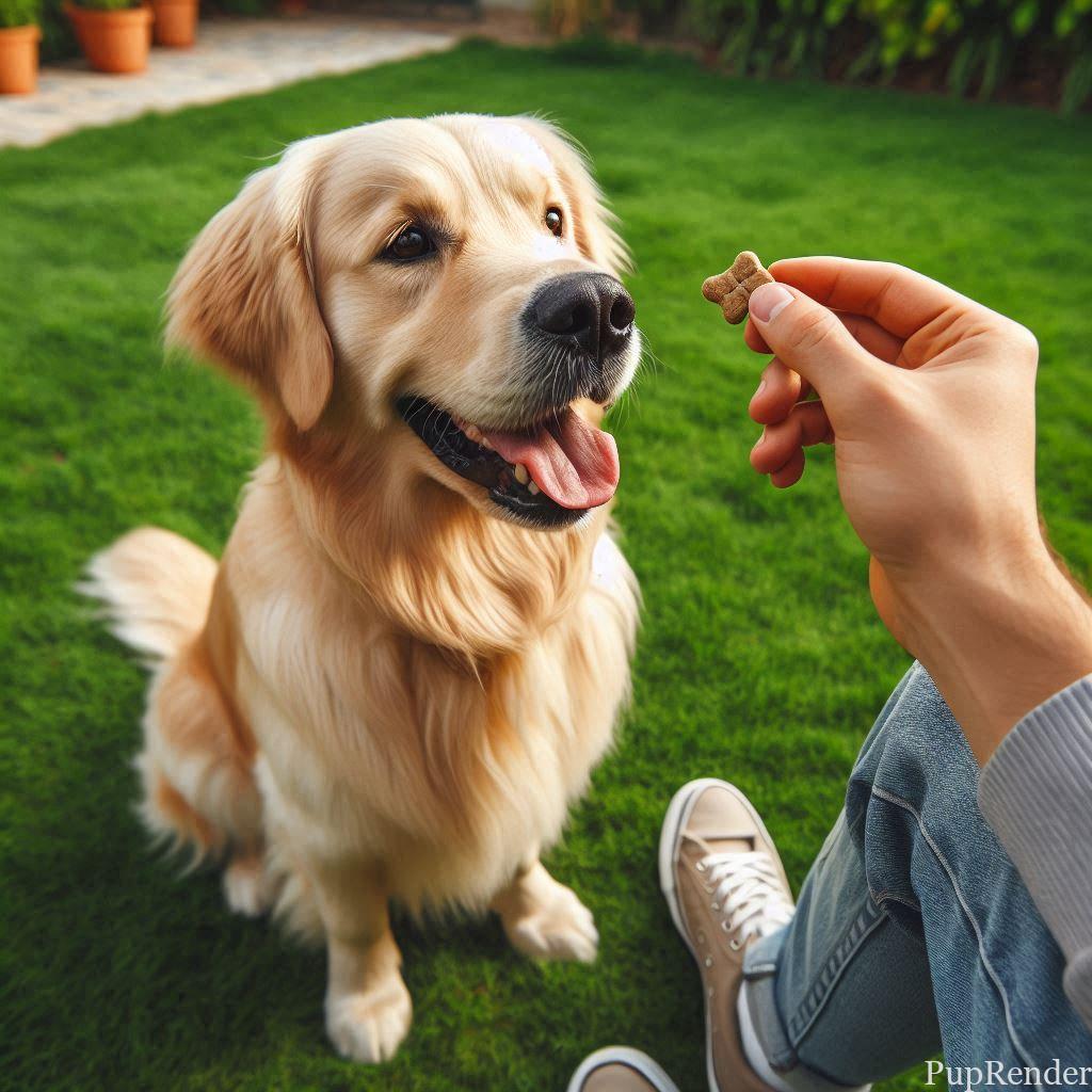A happy dog with its owner after a successful training session.
