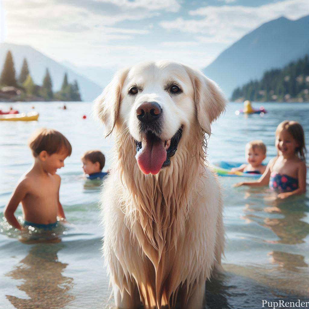 Dog and owner sitting peacefully by a lake.