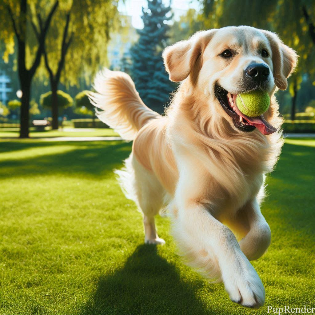 Dog playing fetch with a ball