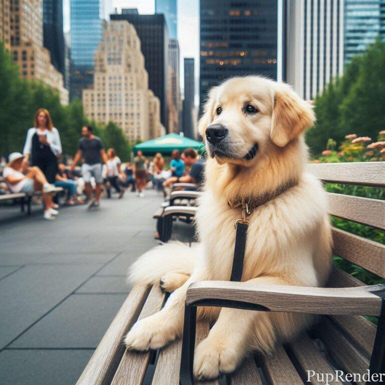 dog sitting in a urban area