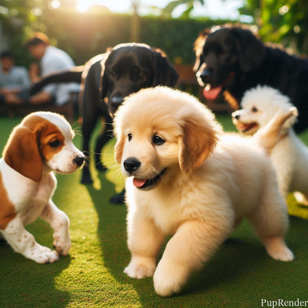 Puppy playing with other dogs